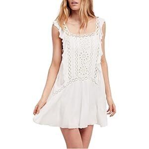 Free People Priscilla White Crochet Mini Dress Size Medium
